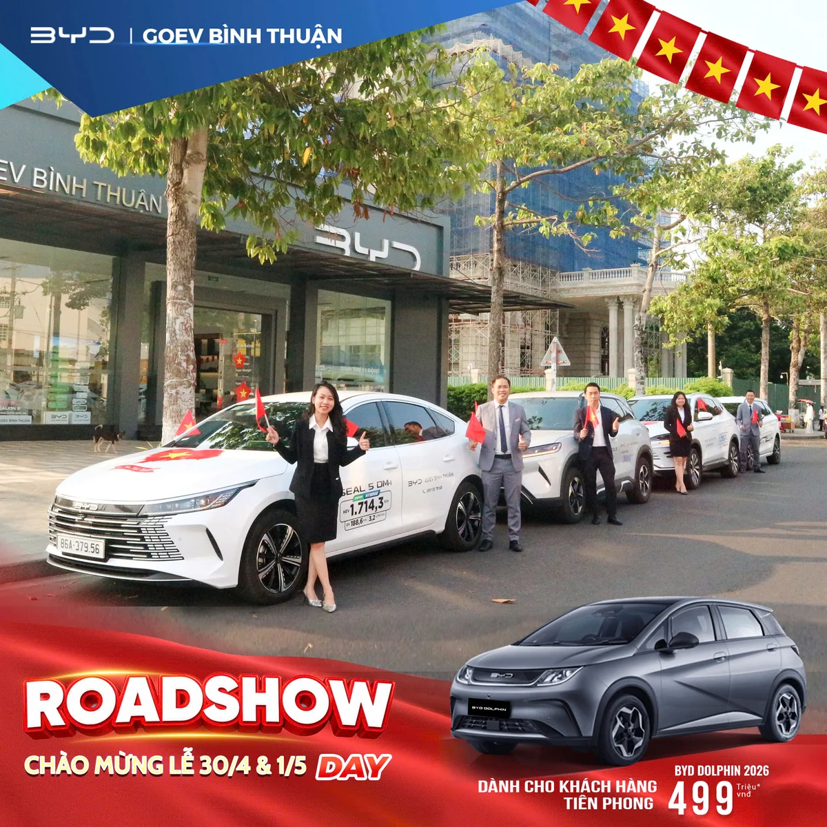 Dàn xe điện BYD nổi bật trên đường phố Phan Thiết